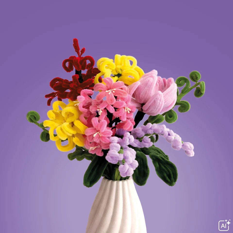 Blumenstrauß aus farbenfrohen Pfeifenputzern